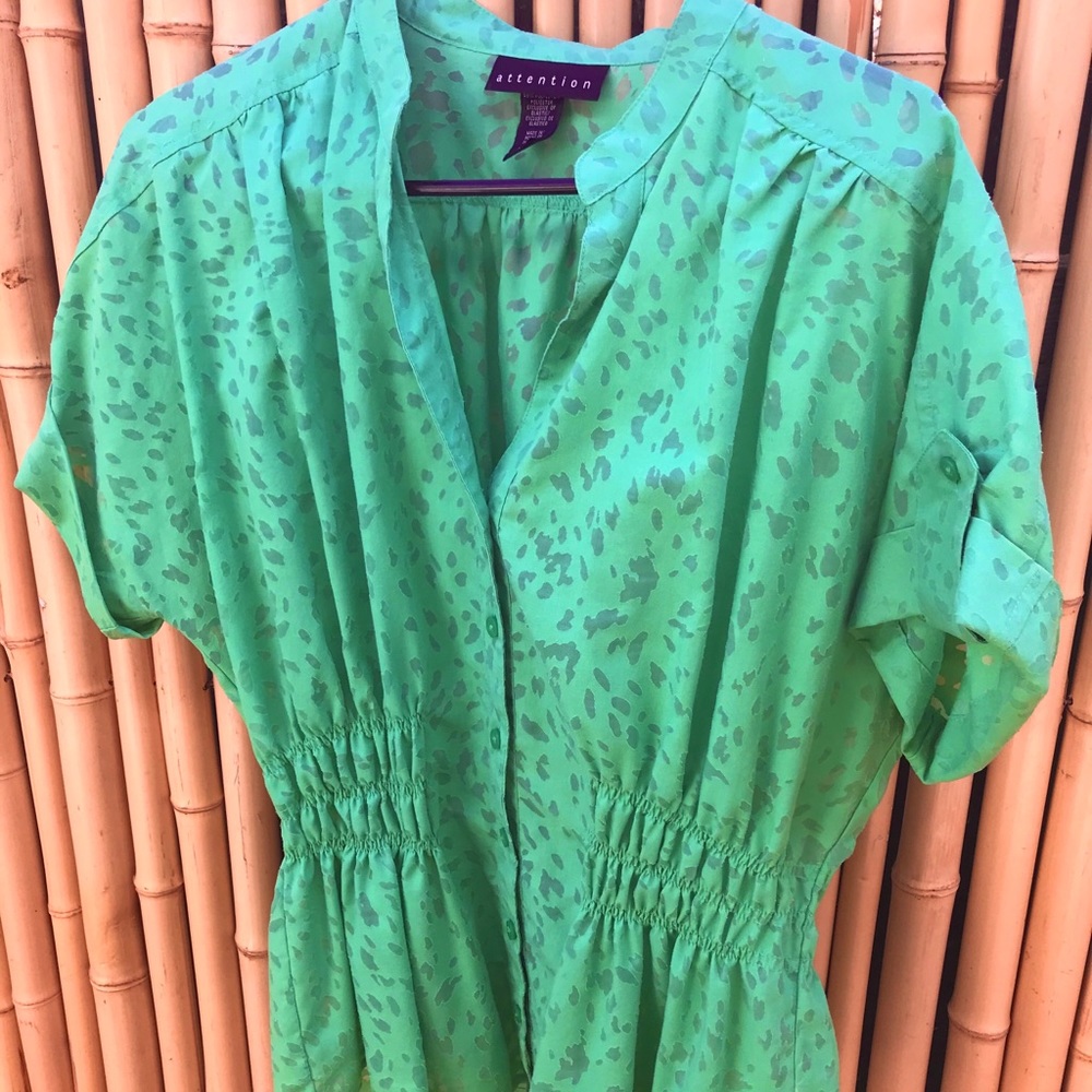 Beautiful green blouse with see-through Drops xl